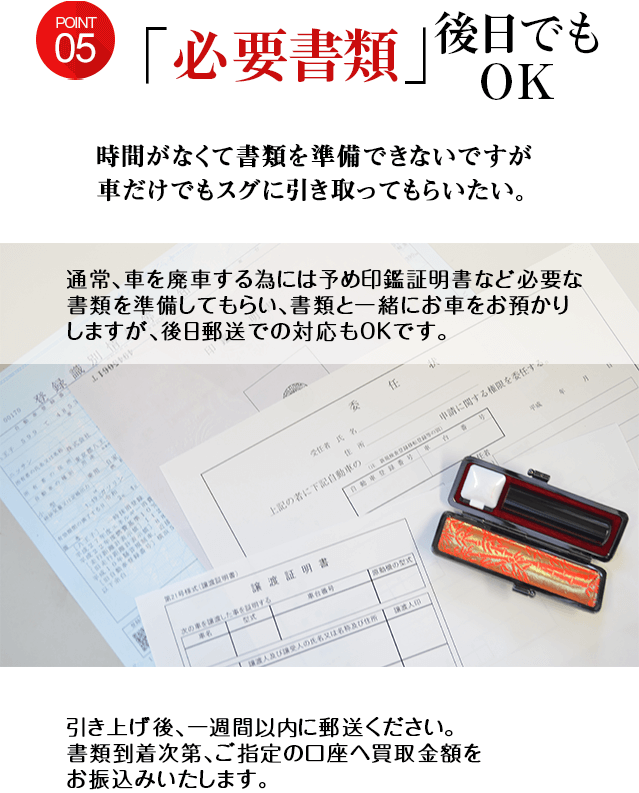 必要書類　後日でもOK